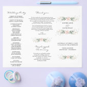 Greenery Gold Floral Tri+Fold Wedding Programme Flyer (Enkel)