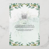 Greenery Gold Foil FOTO QR CODE Wedding Save Date Folie Uitnodiging (Achterkant)