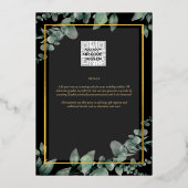 Greenery Gold Foil FOTO QR CODE Wedding Save Date Folie Uitnodiging (Achterkant)