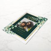 Greenery Gold Foil FOTO QR CODE Wedding Save Date Folie Uitnodiging (Gedraaid)