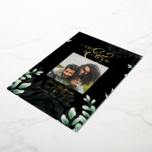 Greenery Gold Foil FOTO QR CODE Wedding Save Date Folie Uitnodiging (Gedraaid)