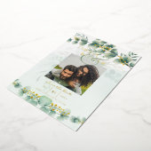 Greenery Gold Foil FOTO QR CODE Wedding Save Date Folie Uitnodiging (Gedraaid)