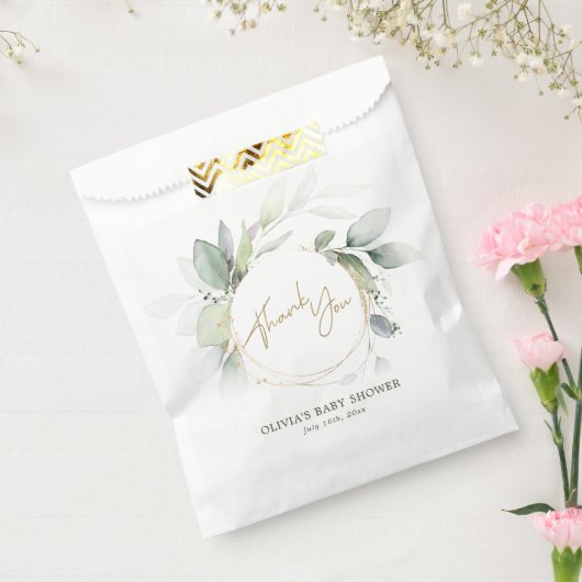 Greenery Gold Foliage Eucalyptus baby shower Bedankzakje (Gezegeld)