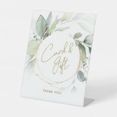 Greenery Gold Foliage Eucalyptus Card & Gift Table Reclamebord Met Voetstuk (Voorkant)