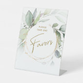 Greenery Gold Foliage Eucalyptus Favors Table Sign Reclamebord Met Voetstuk (Voorkant)