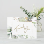 Greenery Gold Foliage Eucalyptus Hartelijk dank Bedankkaart (Staand voorkant)