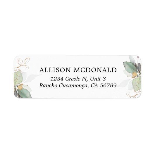 Greenery Gold Foliage Eucalyptus Label (Voorkant)