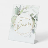 Greenery Gold Foliage Eucalyptus Reclamebord Met Voetstuk (Voorkant)