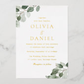 Greenery & Gold Folie Wedding Folie Uitnodiging (Voorkant)