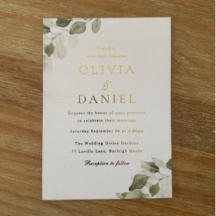 Greenery & Gold Folie Wedding Uitnodiging