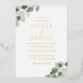 Greenery & Gold Folie Wedding Uitnodiging (Voorkant)