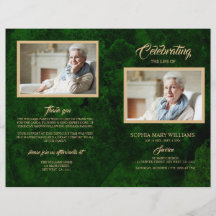 Greenery & Gold Funeral Program | Dienstenvolgorde