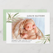 Greenery Gold gender-neutrale geboorteaankondiging (Voorkant / Achterkant)