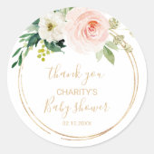 Greenery & Gold Geometric Baby shower Hartelijk da Ronde Sticker (Voorkant)