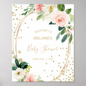 Greenery & Gold Geometric Baby shower Welkom Poster (Voorkant)