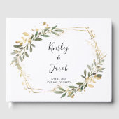 Greenery & Gold Geometric Boho Wedding Guest Book Gastenboek (Voorkant)