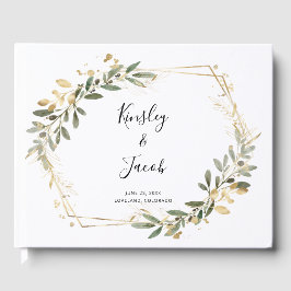 Greenery & Gold Geometric Boho Wedding Guest Book Gastenboek