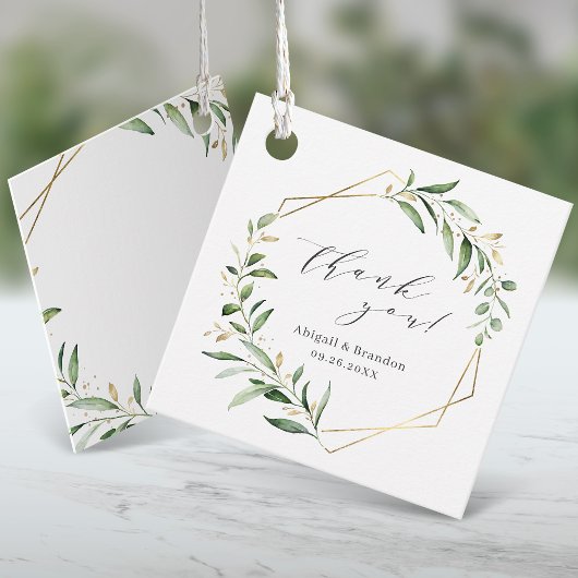 Greenery Gold Geometric Dank je wel Rustic Wedding Bedankjes Labels