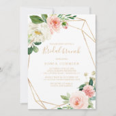 Greenery & Gold Geometric Elegant Bridal Brunch Kaart (Voorkant)