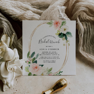 Greenery & Gold Geometric Elegant Bridal Brunch Kaart