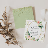 Greenery & Gold Geometric Elegant Bridal Brunch Kaart