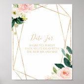 Greenery & Gold Geometric Elegant Date Jar Sign Poster (Voorkant)