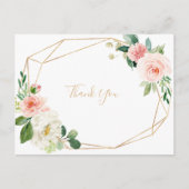Greenery & Gold Geometric Elegant Floral Hartelijk Briefkaart (Voorkant)