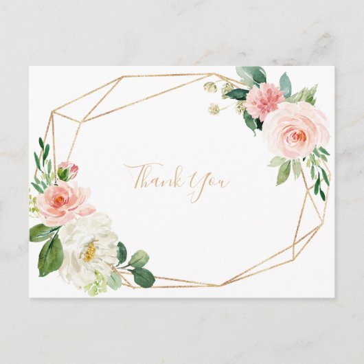 Greenery & Gold Geometric Elegant Floral Hartelijk Briefkaart (Voorkant)