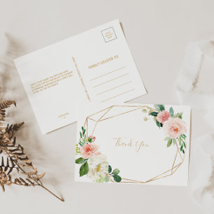 Greenery & Gold Geometric Elegant Floral Hartelijk Briefkaart