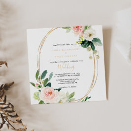 Greenery & Gold Geometric Elegant Floral Wedding Kaart