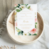 Greenery & Gold Geometric Elegant Floral Wedding Kaart