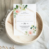 Greenery & Gold Geometric Elegant Floral Wedding Kaart