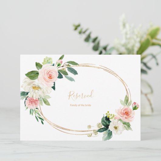 Greenery & Gold Geometric Elegant Reserved Sign (Staand voorkant)