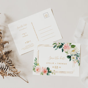 Greenery & Gold Geometric Elegant Save the Date Briefkaart