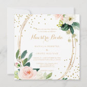 Greenery & Gold Geometric Elegant Spain Wedding Kaart (Voorkant)