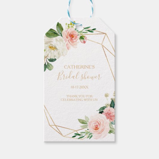 Greenery & Gold Geometric Elegant Vrijgezellenfees Cadeaulabel (Voorkant)