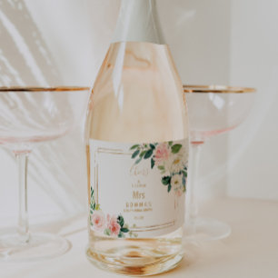 Greenery & Gold Geometric Elegant Vrijgezellenfees Sparkling Wijnetiket