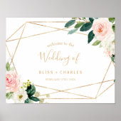 Greenery & Gold Geometric Elegant Welkomsthuwelijk Poster (Voorkant)