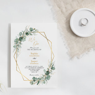 Greenery Gold Geometric Lijst Eenvoudig we wedden Kaart