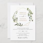 Greenery Gold Geometric Lijst Elegant Wedding Kaart (Voorkant)