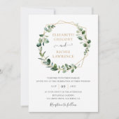 Greenery Gold Geometric Lijst Elegant Wedding Kaart (Voorkant)