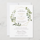Greenery Gold Geometric Lijst Elegant Wedding Kaart (Voorkant)