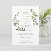 Greenery Gold Geometric Lijst Elegant Wedding Kaart (Staand voorkant)
