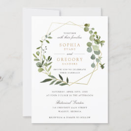 Greenery Gold Geometric Lijst Elegant Wedding Kaart