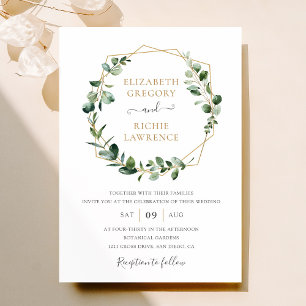 Greenery Gold Geometric Lijst Elegant Wedding Kaart
