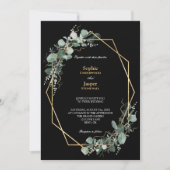 Greenery Gold Geometric Lijst Simple Black Wedding Kaart (Voorkant)