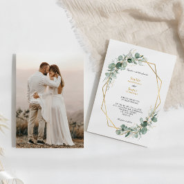 Greenery Gold Geometric Lijst Simple Photo Wedding Kaart