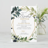 Greenery Gold Geometric Modern Vrijgezellenfeest Kaart (Staand voorkant)