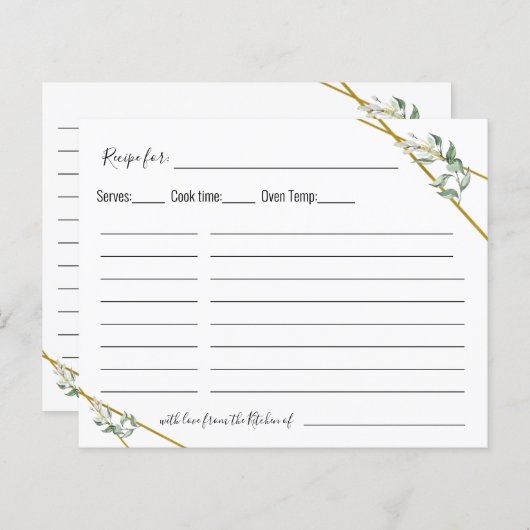 Greenery Gold geometric Recipcard (Voorkant / Achterkant)