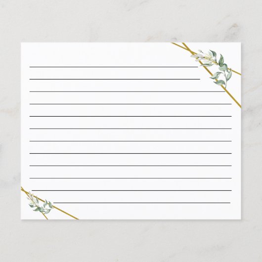 Greenery Gold geometric Recipcard (Achterkant)